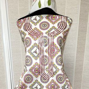 New 3 Piece Unstitched Cream Shalwar Kameez with Unstitched Pants & Dupatta